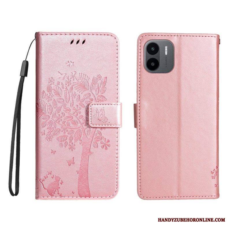 Kotelot Xiaomi Redmi A1 Suojaketju Kuori Tree Ja Strappy Cat