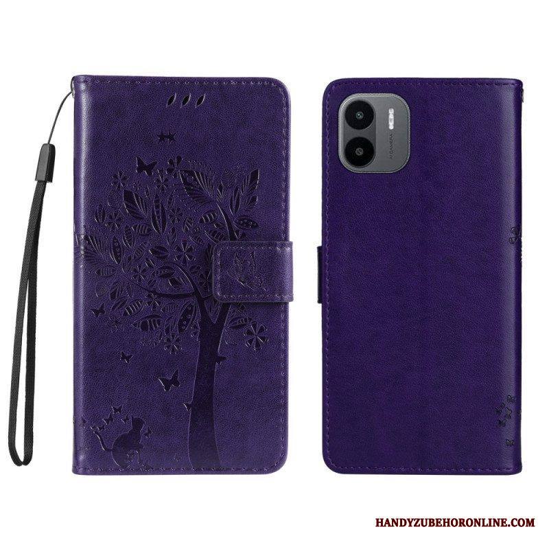 Kotelot Xiaomi Redmi A1 Suojaketju Kuori Tree Ja Strappy Cat