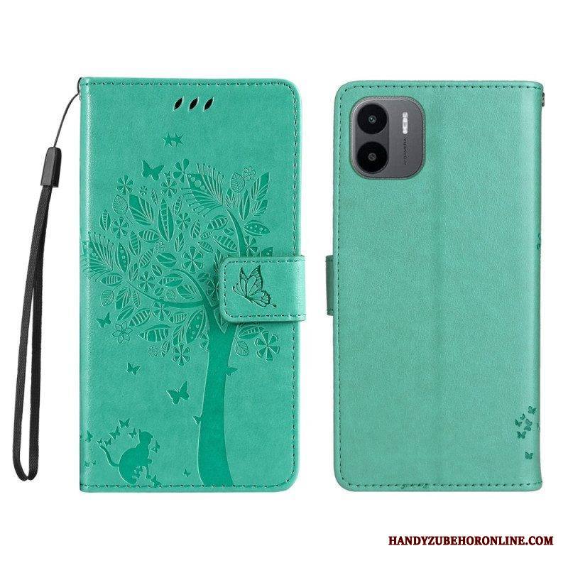 Kotelot Xiaomi Redmi A1 Suojaketju Kuori Tree Ja Strappy Cat