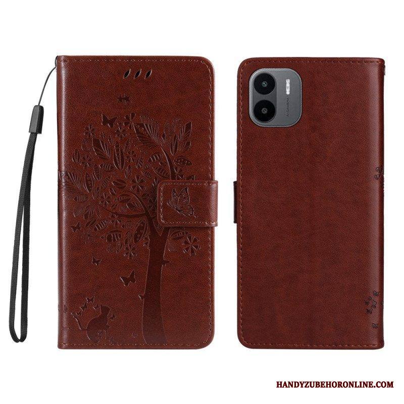 Kotelot Xiaomi Redmi A1 Suojaketju Kuori Tree Ja Strappy Cat