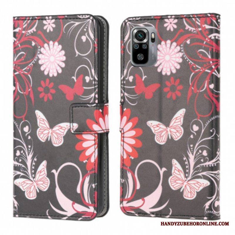 Kotelot Xiaomi Redmi Note 10 / 10S Perhosia Ja Kukkia