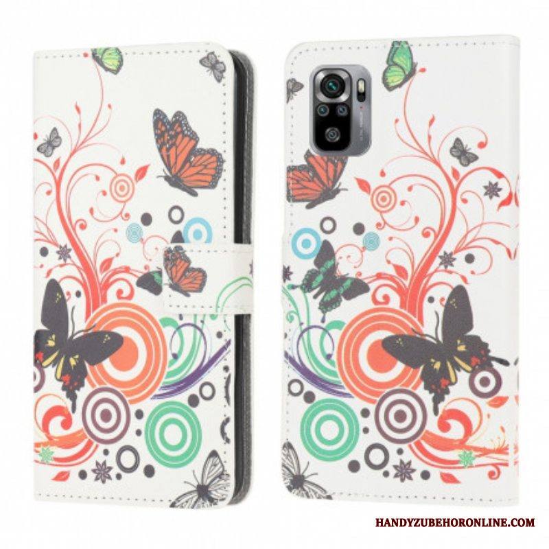 Kotelot Xiaomi Redmi Note 10 / 10S Perhosia Ja Kukkia
