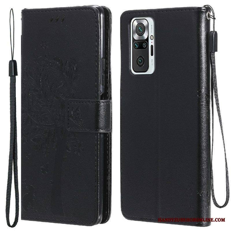 Kotelot Xiaomi Redmi Note 10 Pro Suojaketju Kuori Tree Ja Strappy Cat