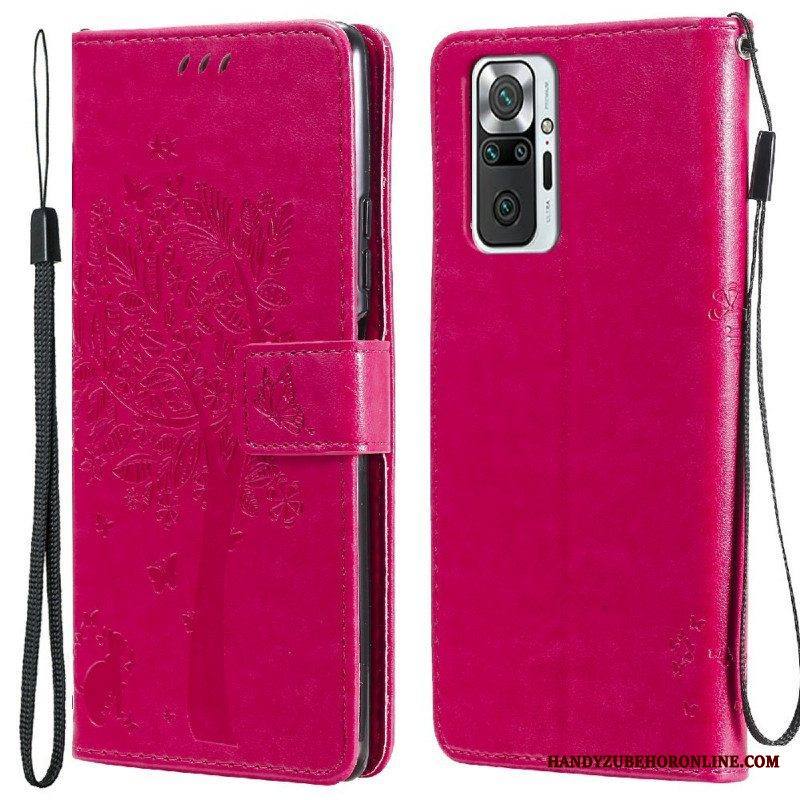 Kotelot Xiaomi Redmi Note 10 Pro Suojaketju Kuori Tree Ja Strappy Cat