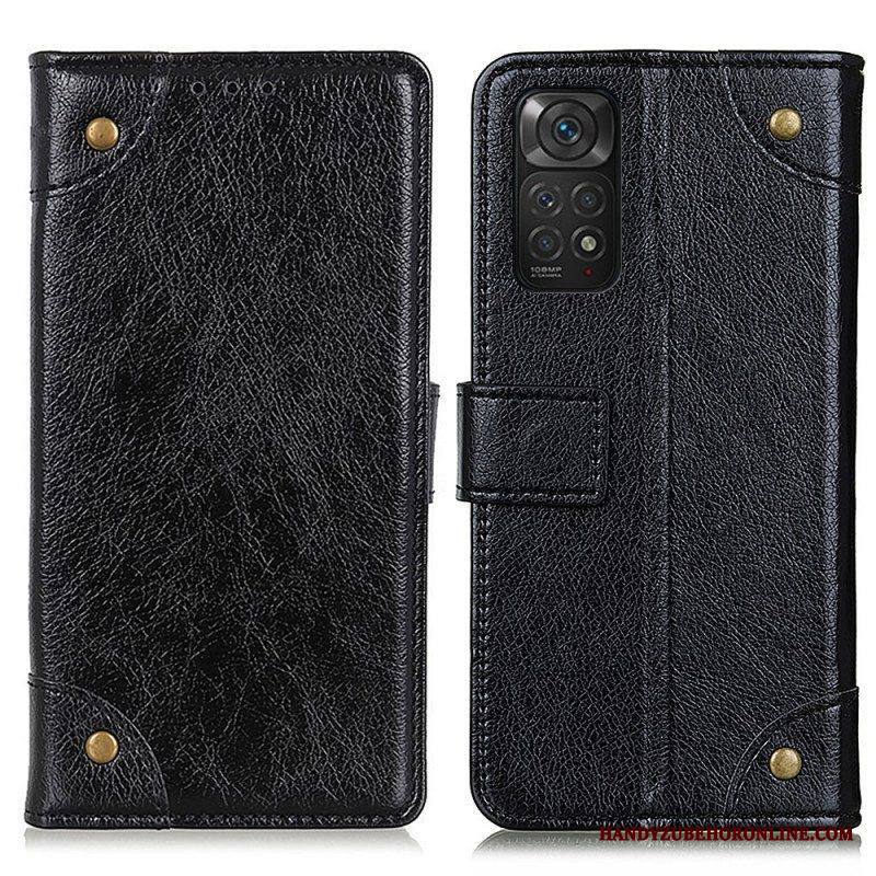 Kotelot Xiaomi Redmi Note 11 / 11S Tyylikkäät Nappan Nahkaiset Vintage-niitit