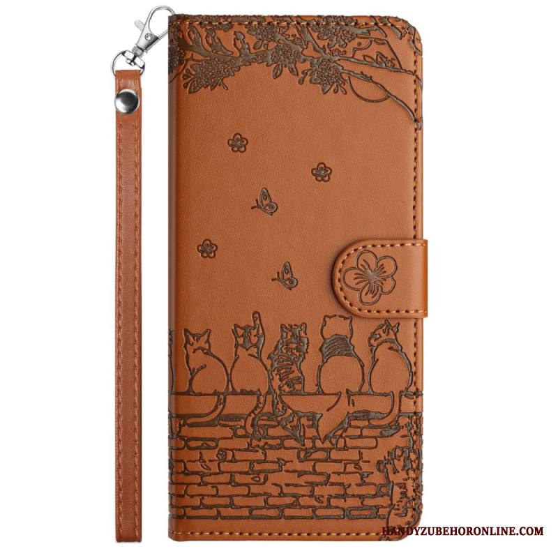 Kotelot Xiaomi Redmi Note 14 5g Puhelinkuoret Kissakuvio Hihnalla