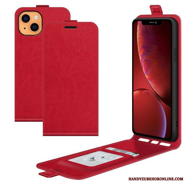 Kotelot iPhone 13 Mini Pystysuora Läppä Nahkaefekti