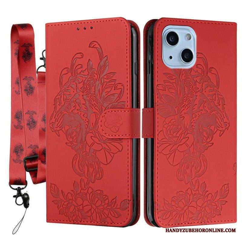 Kotelot iPhone 13 Mini Suojaketju Kuori Barokki Ranneke Tiger