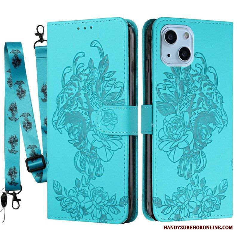 Kotelot iPhone 13 Mini Suojaketju Kuori Barokki Ranneke Tiger