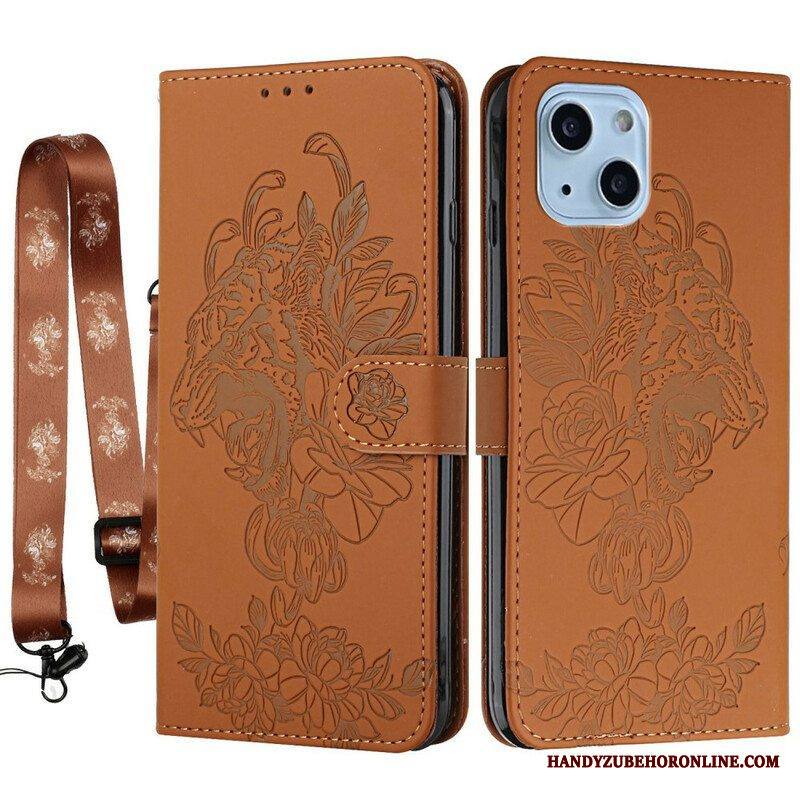 Kotelot iPhone 13 Mini Suojaketju Kuori Barokki Ranneke Tiger
