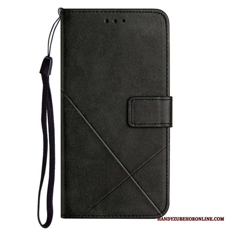 Kotelot iPhone 13 Pro Suojaketju Kuori Strappy Geometric Leather Style