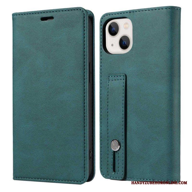 Kotelot iPhone 14 Keinonahkaa Manuaalisella Hihnalla
