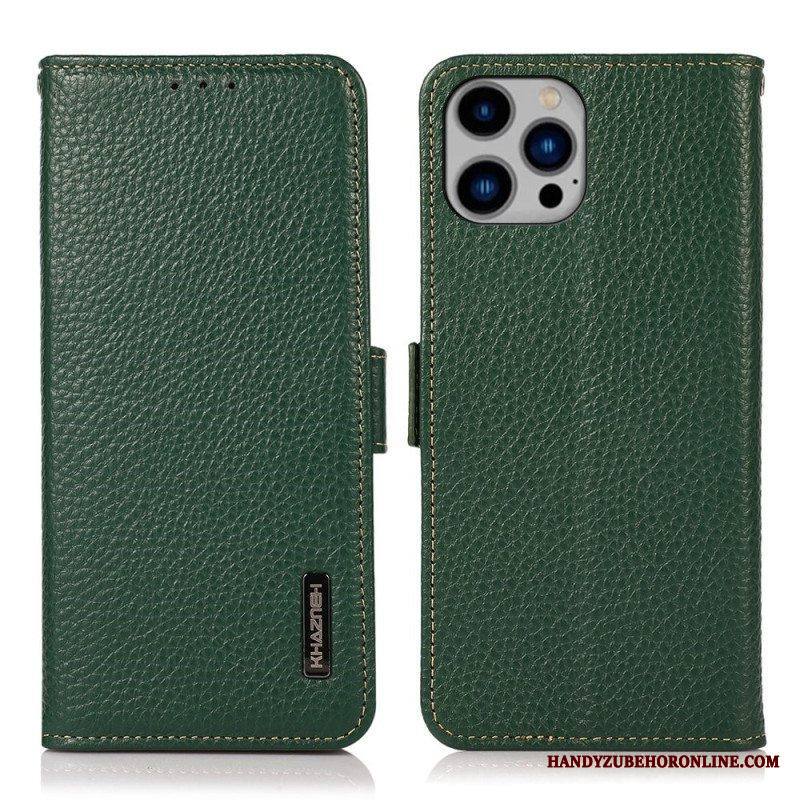Kotelot iPhone 14 Plus Litsi Nahka Rfid Khazneh