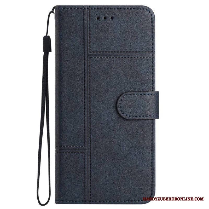 Kotelot iPhone 14 Pro Max Suojaketju Kuori Strappy Business Leather Style