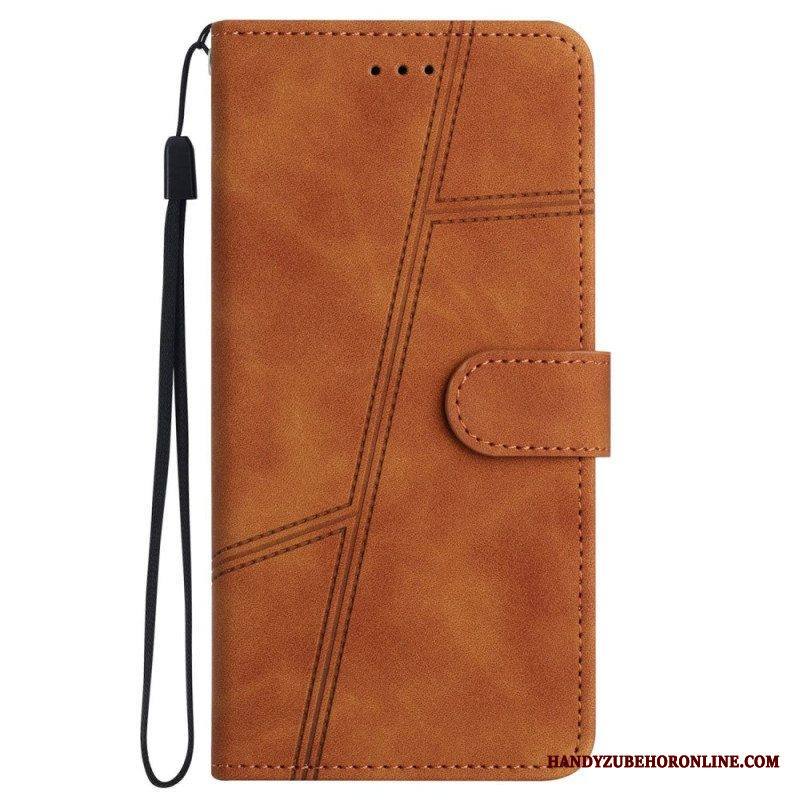 Kotelot iPhone 14 Pro Suojaketju Kuori Strappy Elegance Leather Style