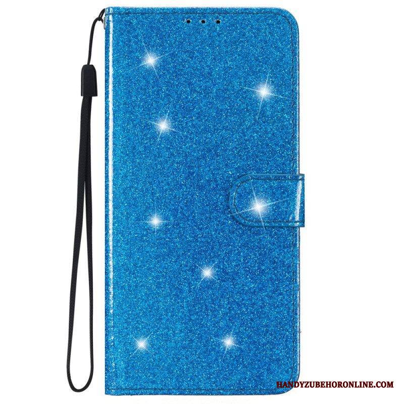 Kotelot iPhone 15 Plus Suojaketju Kuori Glitter-efekti Hihnalla