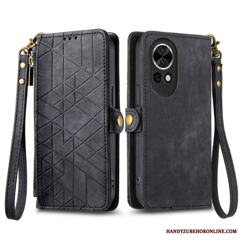 Kuoret Huawei Nova 13 Geometrinen Kuviollinen Vetoketjullinen Lompakko