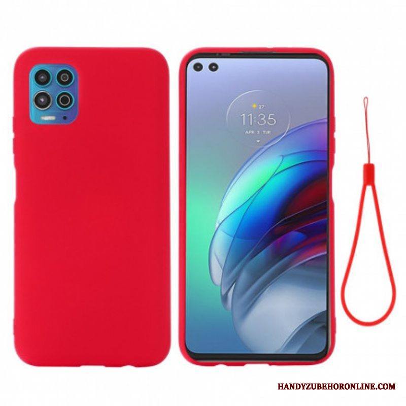 Kuori Moto G100 Nestemäinen Silikoni Kaulanauhalla