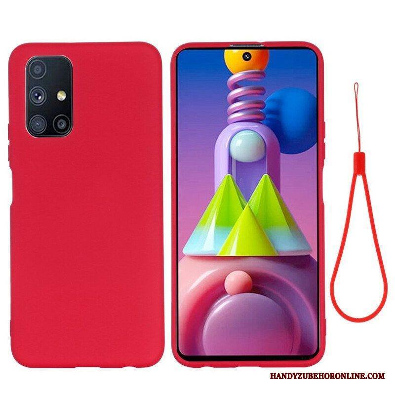 Kuori Samsung Galaxy M51 Nestemäinen Silikoni Kaulanauhalla