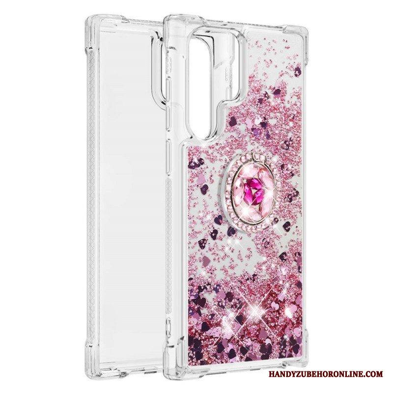 Kuori Samsung Galaxy S22 Ultra 5G Glitter Ring-kiinnike