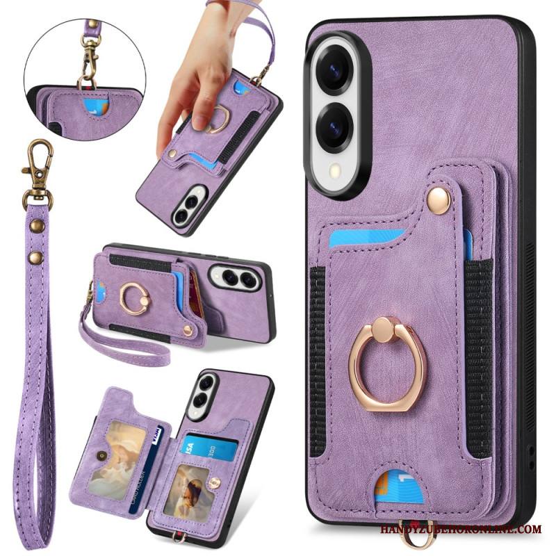 Kuori Samsung Galaxy S25 5g Edge Retro Rfid-korttikotelo Ja Hihna