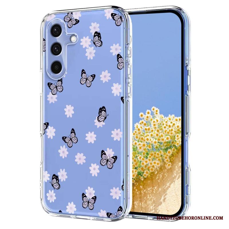 Kuori Samsung Galaxy S25 Fe Läpinäkyvä Kukka- Ja Perhoskuvio Suojakuori