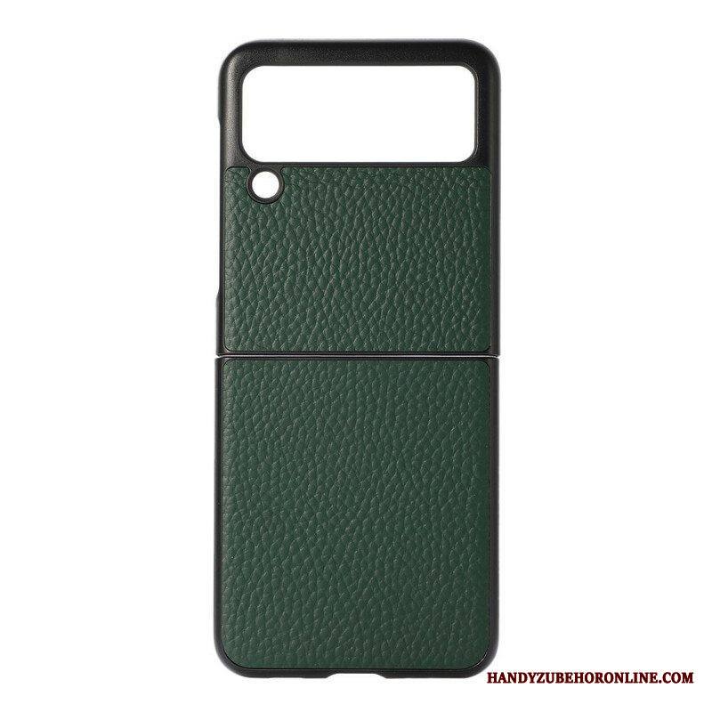 Kuori Samsung Galaxy Z Flip 3 5G Kotelot Flip Aito Litchi Värillinen Nahka