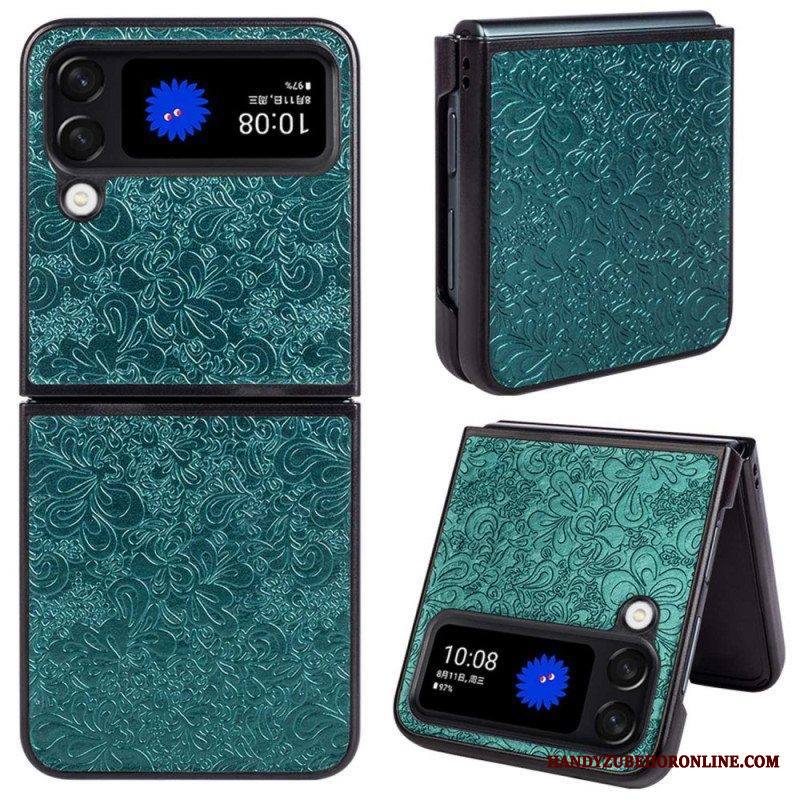 Kuori Samsung Galaxy Z Flip 4 Kotelot Flip Barokki Nahkaefekti