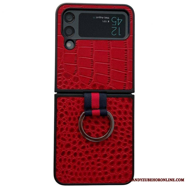 Kuori Samsung Galaxy Z Flip 4 Kotelot Flip Krokotiili Ja Sormustyyli