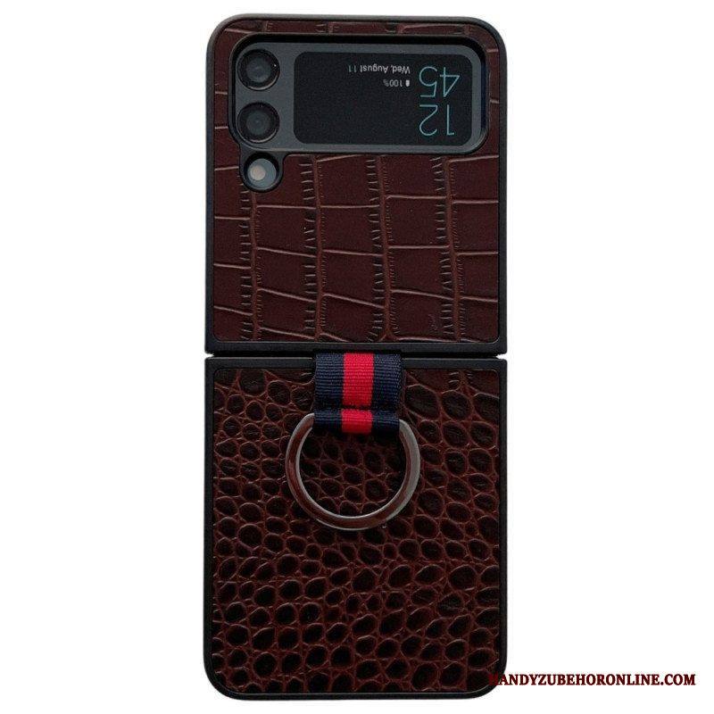 Kuori Samsung Galaxy Z Flip 4 Kotelot Flip Krokotiili Ja Sormustyyli
