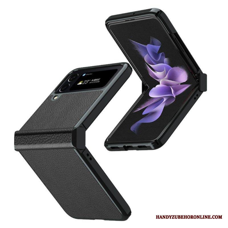 Kuori Samsung Galaxy Z Flip 4 Kotelot Flip Litchi Nahkaiset Metallireunat