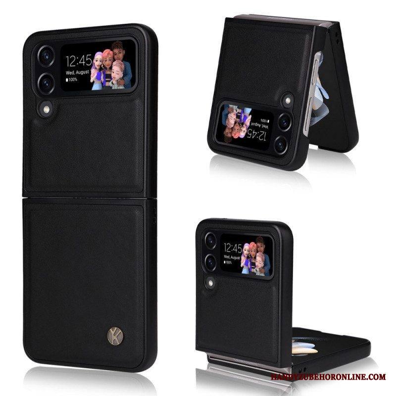 Kuori Samsung Galaxy Z Flip 4 Kotelot Flip Yikatu Nahkaefekti
