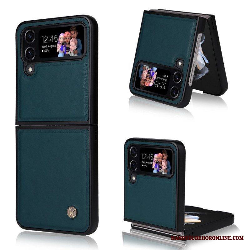Kuori Samsung Galaxy Z Flip 4 Kotelot Flip Yikatu Nahkaefekti