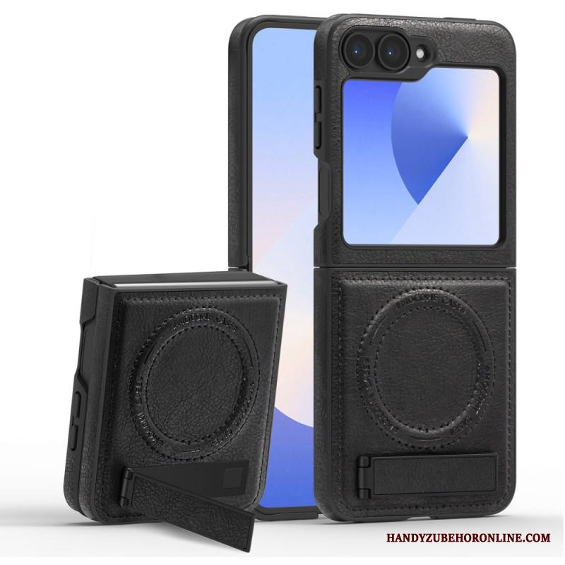 Kuori Samsung Galaxy Z Flip 7 Fe Magsafe-yhteensopiva Nahkaefekti Jalusta