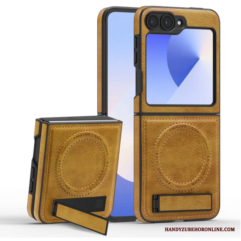 Kuori Samsung Galaxy Z Flip 7 Fe Magsafe-yhteensopiva Nahkaefekti Jalusta