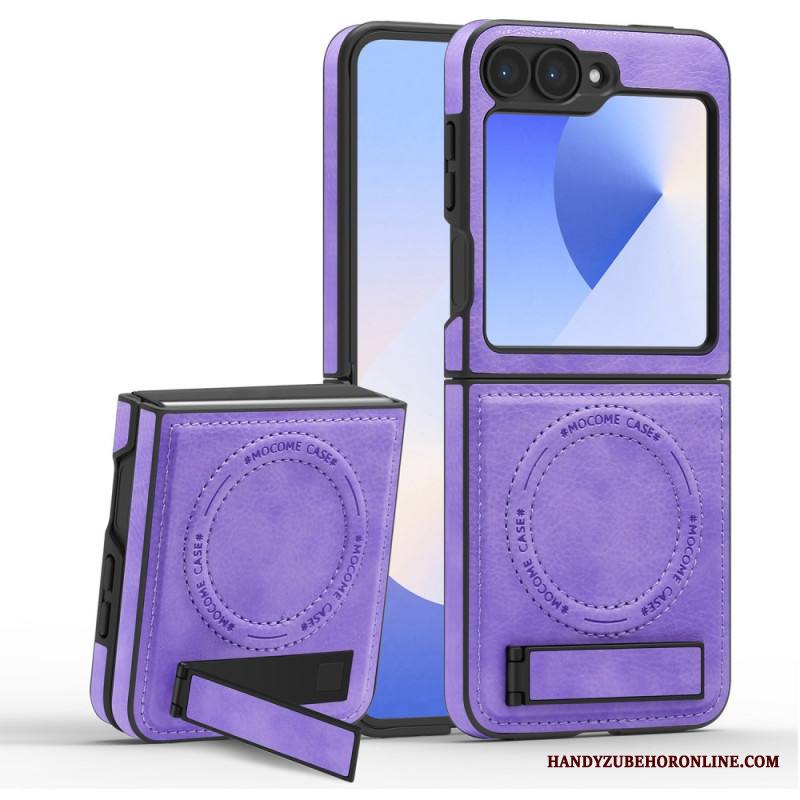 Kuori Samsung Galaxy Z Flip 7 Fe Magsafe-yhteensopiva Nahkaefekti Jalusta