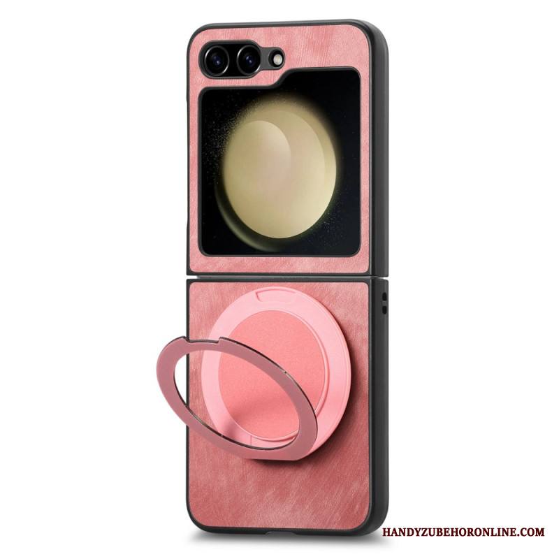 Kuori Samsung Galaxy Z Flip 7 Fe Mokkanahkaefekti Pyörivällä Jalustalla