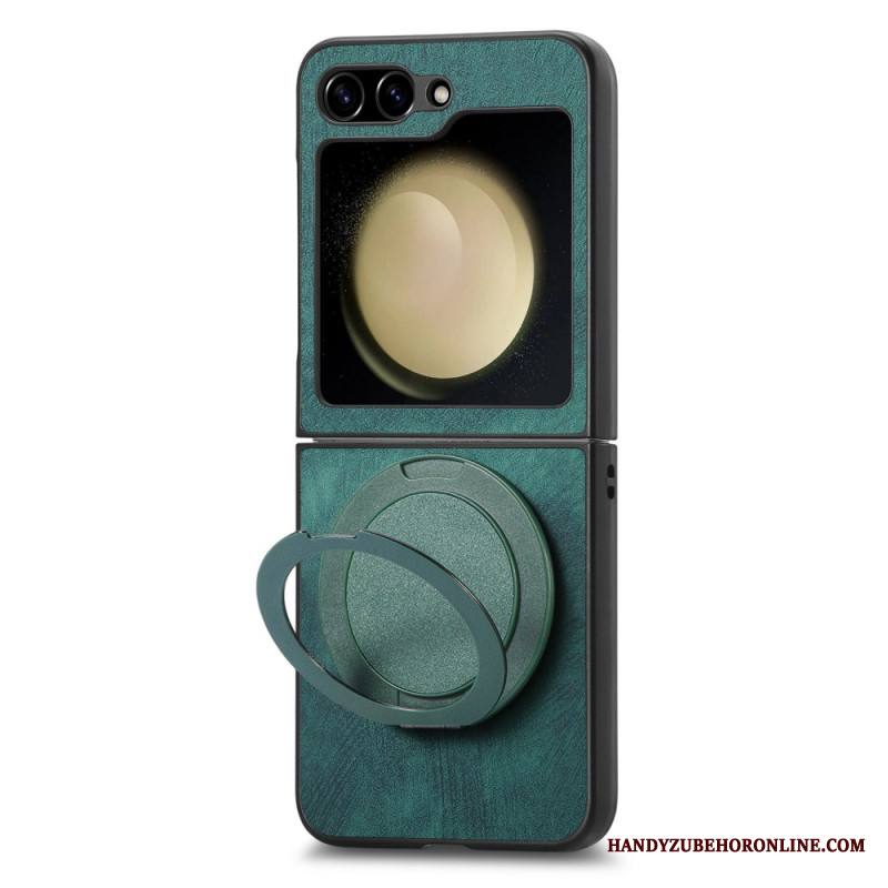 Kuori Samsung Galaxy Z Flip 7 Fe Mokkanahkaefekti Pyörivällä Jalustalla