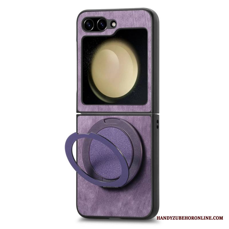 Kuori Samsung Galaxy Z Flip 7 Fe Mokkanahkaefekti Pyörivällä Jalustalla