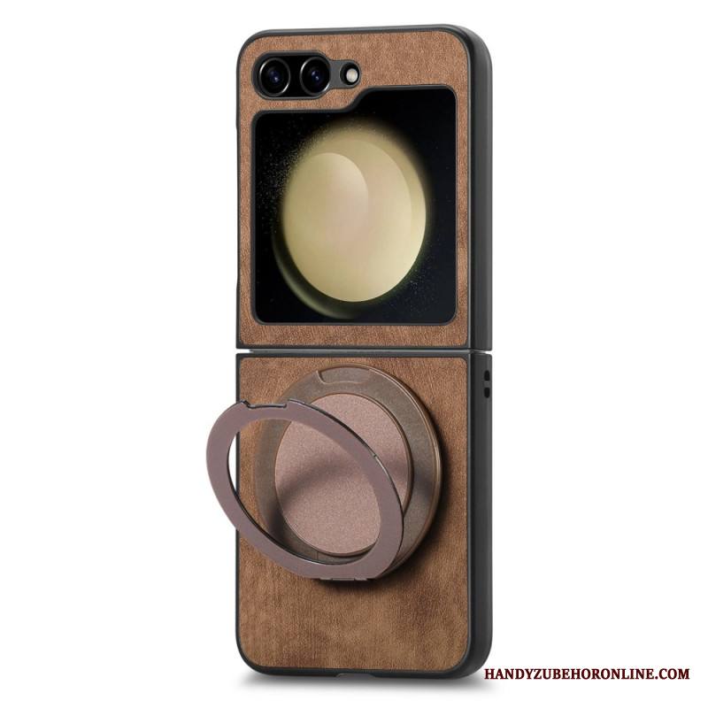 Kuori Samsung Galaxy Z Flip 7 Fe Mokkanahkaefekti Pyörivällä Jalustalla