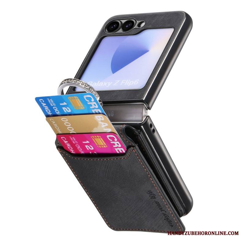 Kuori Samsung Galaxy Z Flip 7 Fe Mokkanahkakuvio Korttikotelolla Suojakuori