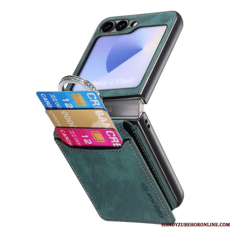 Kuori Samsung Galaxy Z Flip 7 Fe Mokkanahkakuvio Korttikotelolla Suojakuori