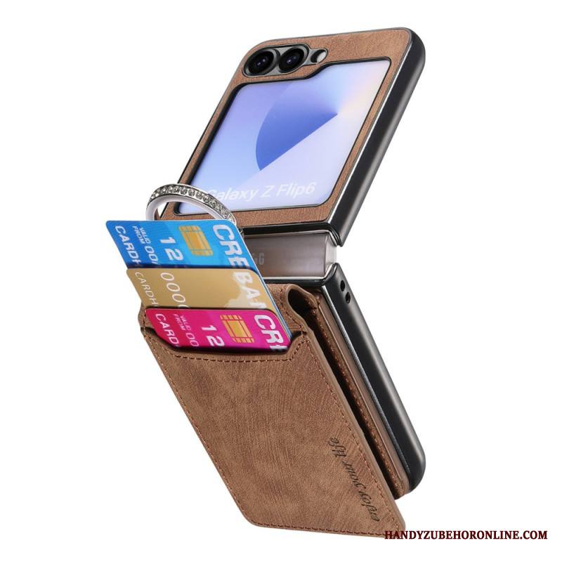 Kuori Samsung Galaxy Z Flip 7 Fe Mokkanahkakuvio Korttikotelolla Suojakuori