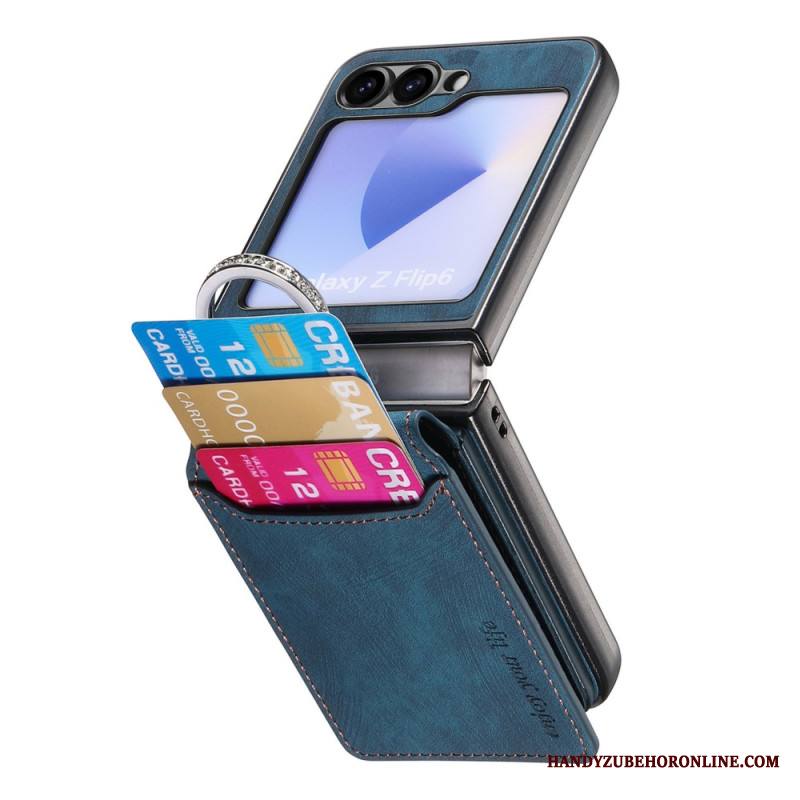 Kuori Samsung Galaxy Z Flip 7 Fe Mokkanahkakuvio Korttikotelolla Suojakuori