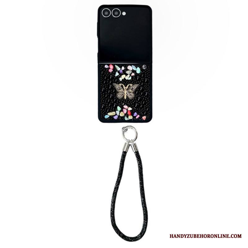 Kuori Samsung Galaxy Z Flip 7 Kimaltava Kuviointi Ja Rannehihna Suojakuori