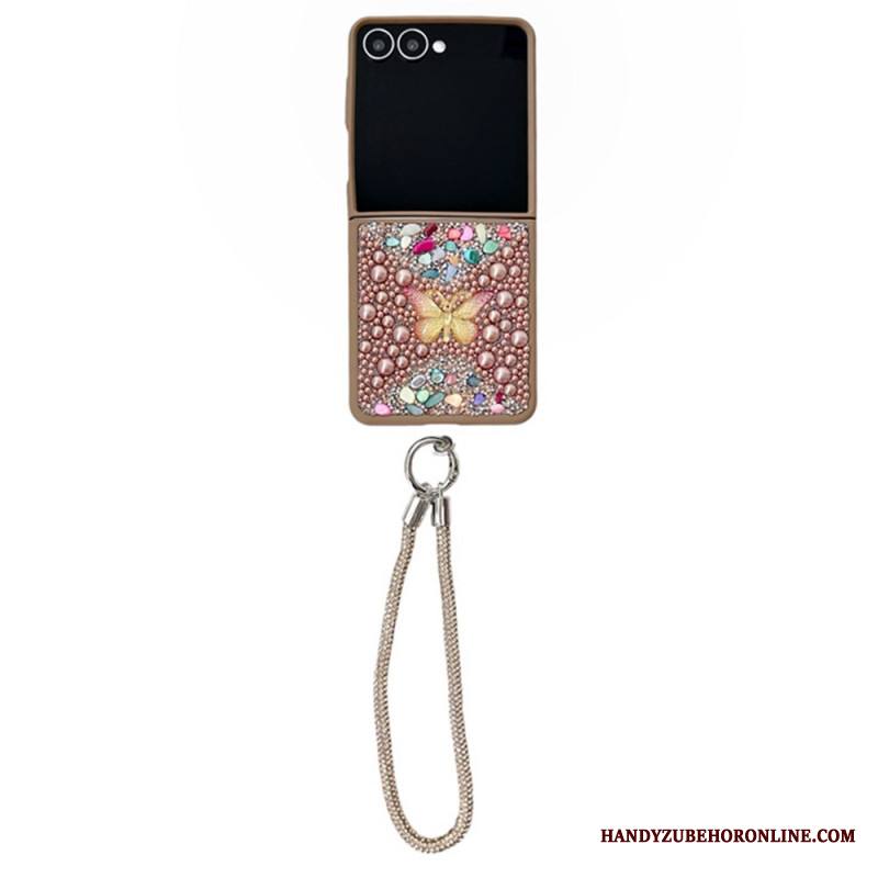 Kuori Samsung Galaxy Z Flip 7 Kimaltava Kuviointi Ja Rannehihna Suojakuori