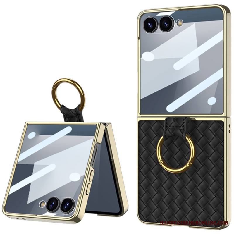 Kuori Samsung Galaxy Z Flip 7 Kudottu Kuviointi Sormuspidikkeellä