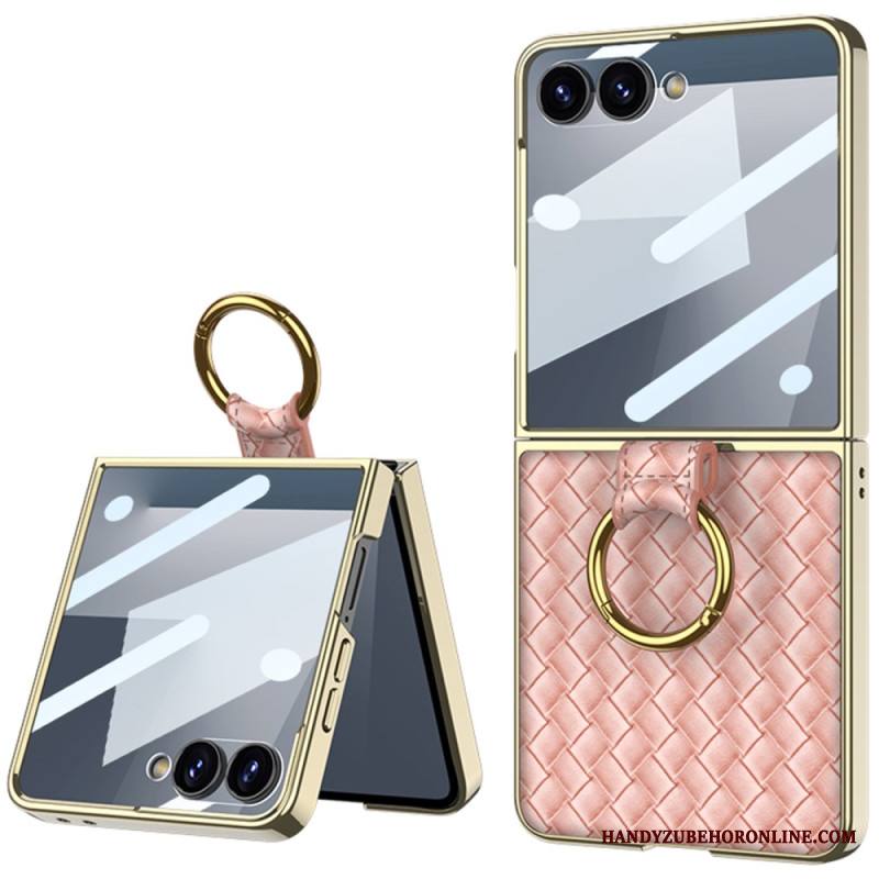 Kuori Samsung Galaxy Z Flip 7 Kudottu Kuviointi Sormuspidikkeellä