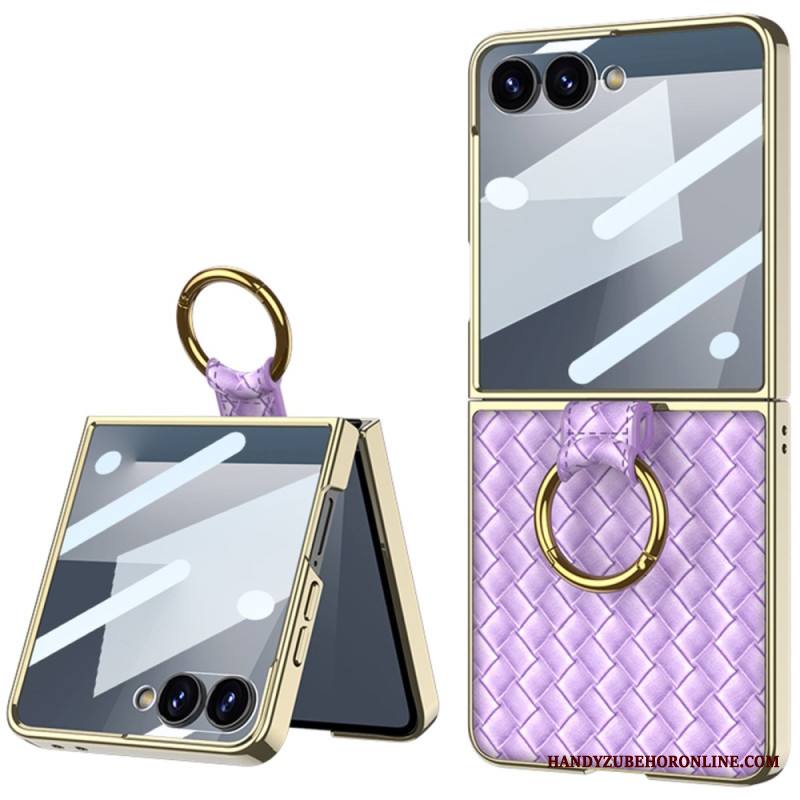 Kuori Samsung Galaxy Z Flip 7 Kudottu Kuviointi Sormuspidikkeellä