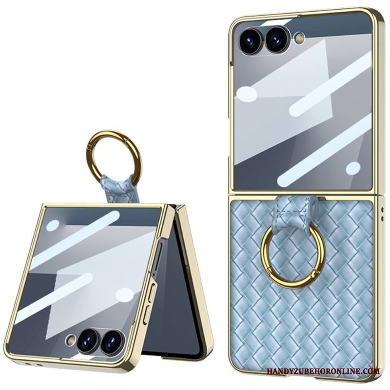 Kuori Samsung Galaxy Z Flip 7 Kudottu Kuviointi Sormuspidikkeellä